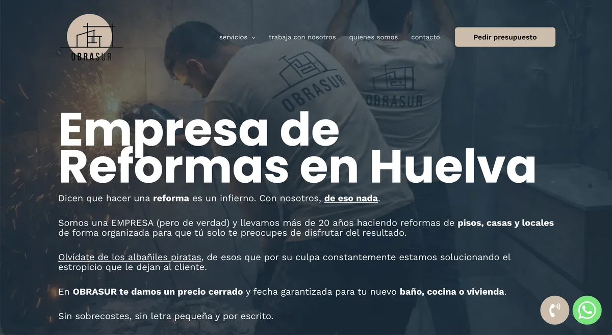 Web de Obrasur, empresa de reformas en Huelva