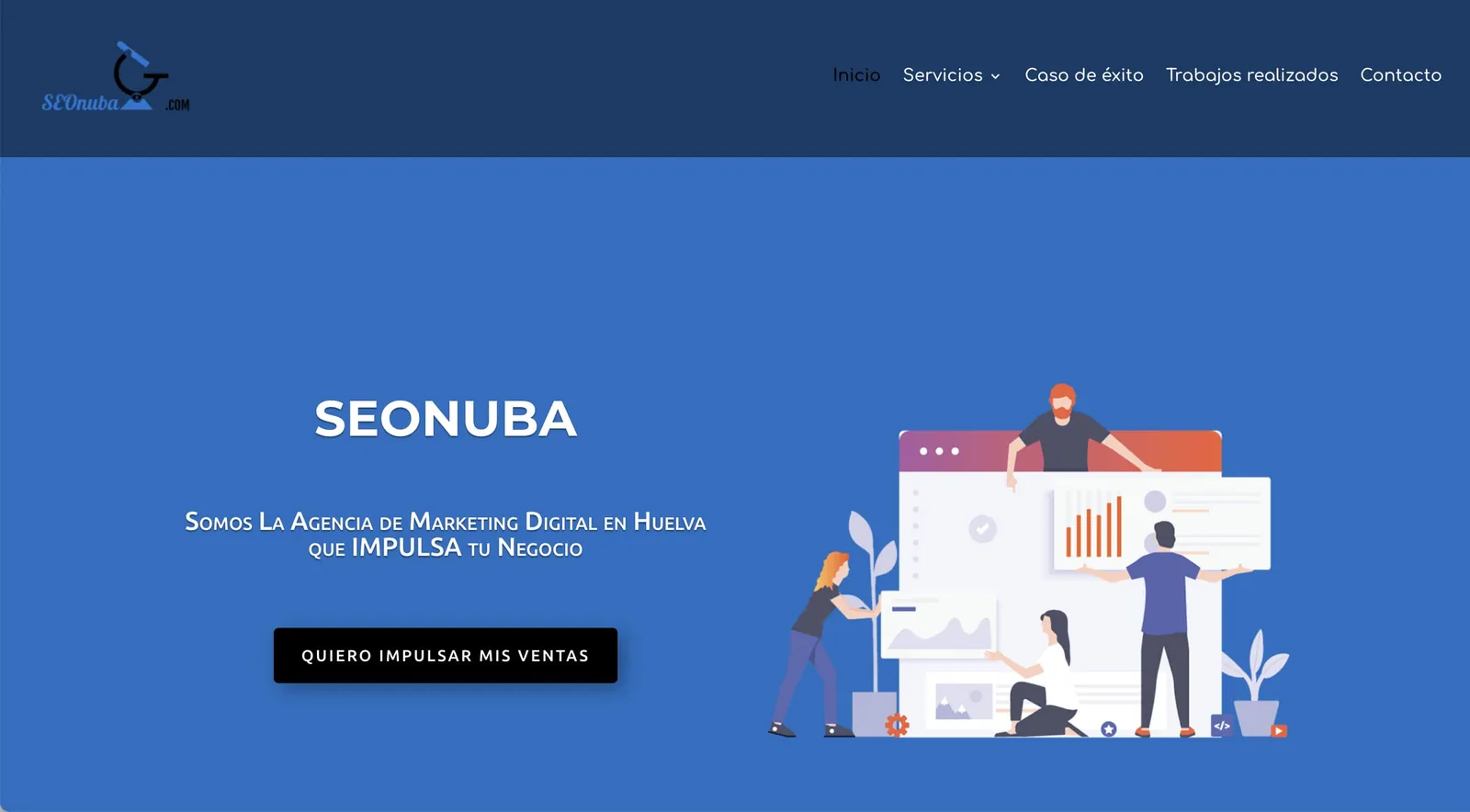 Web de Seonuba, la agencia de marketing digital de Manu Gijón en Huelva