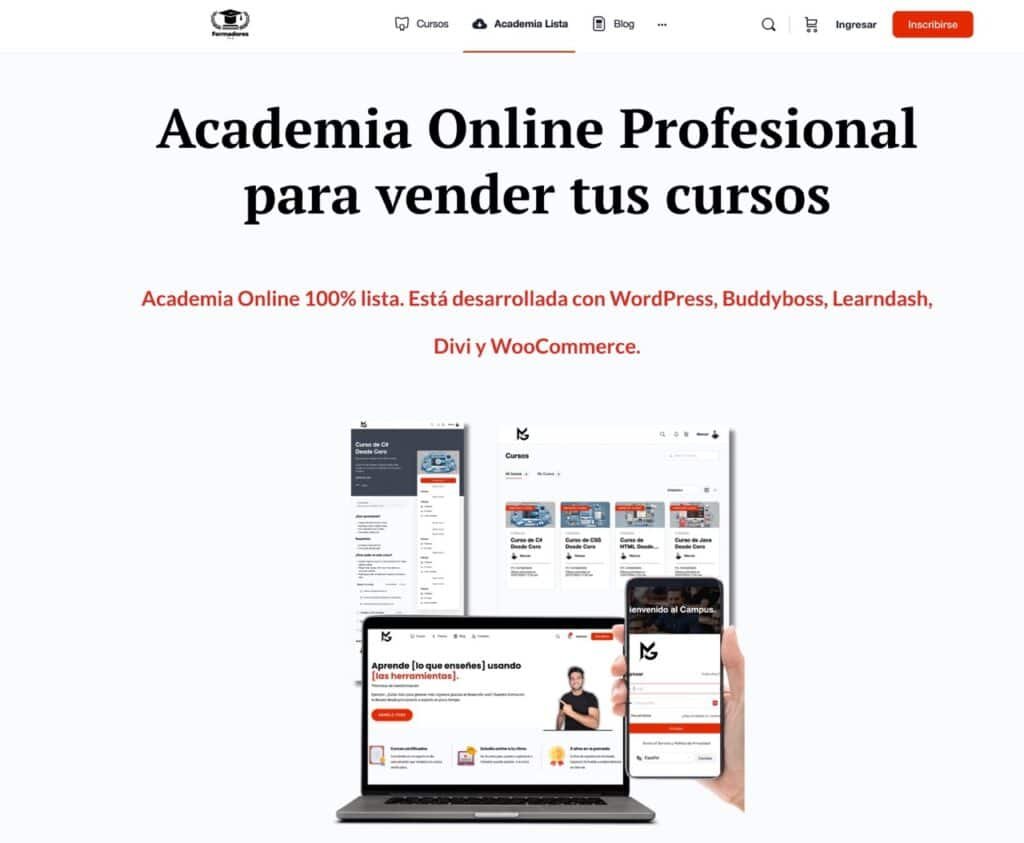 Infoproducto academia online montada para facturar