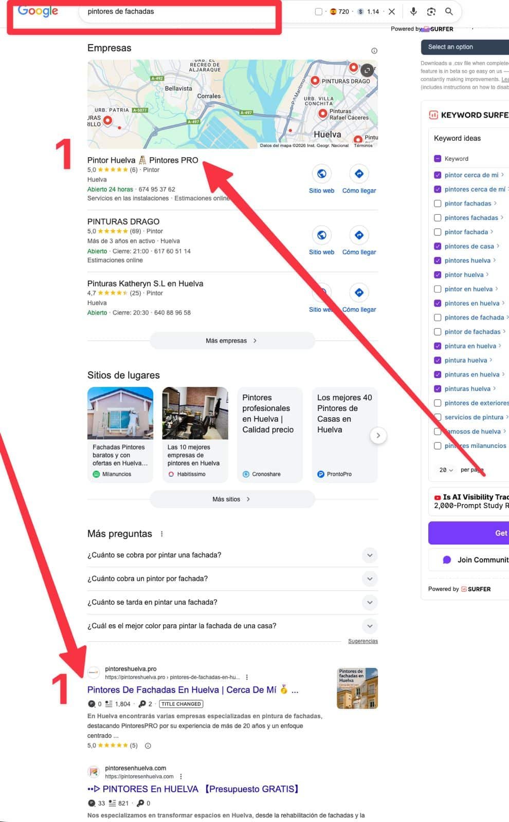 Posicionar negocio de pinturas en google y maps